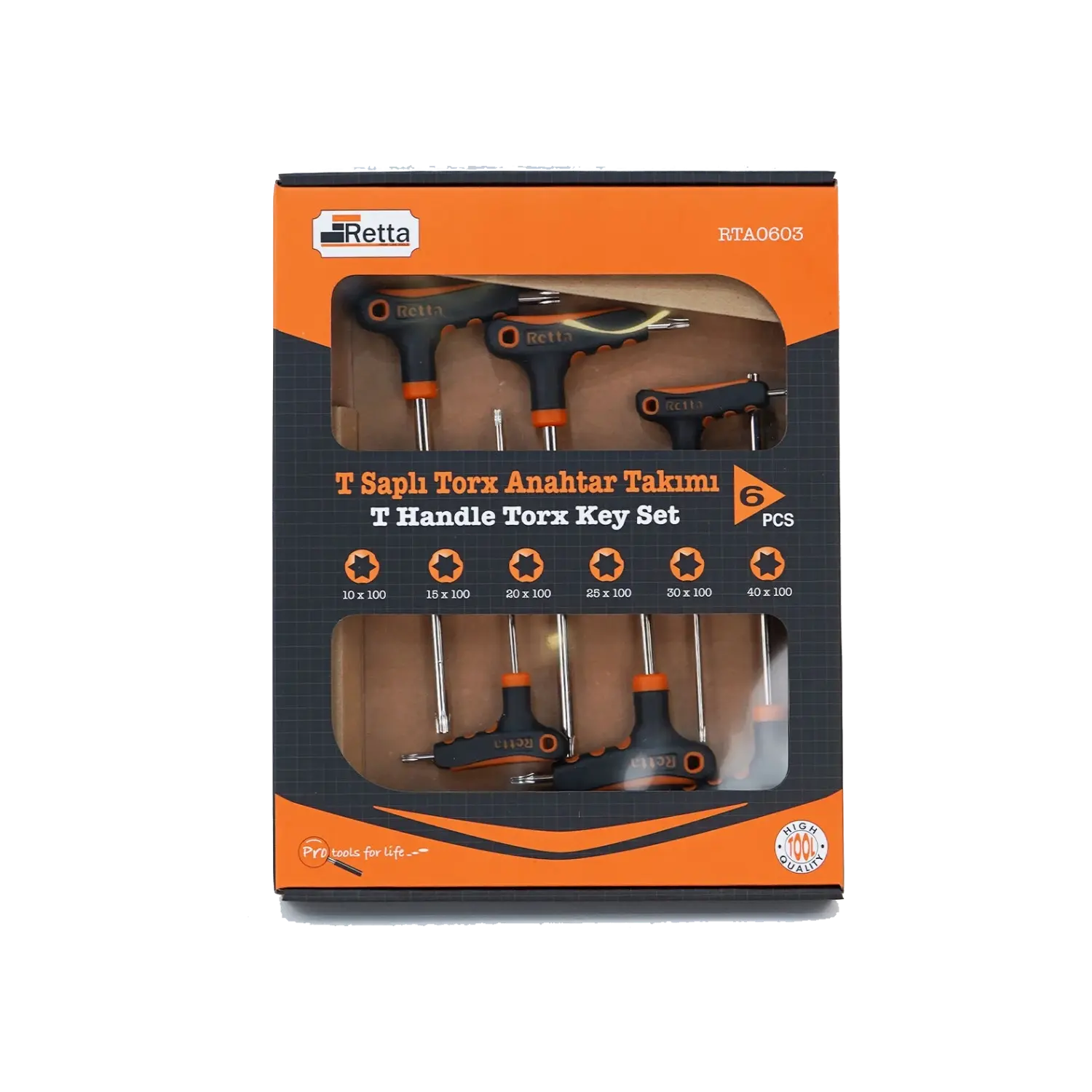 RETTA RTA0603 6 Parça T Saplı TORX Anahtar Seti